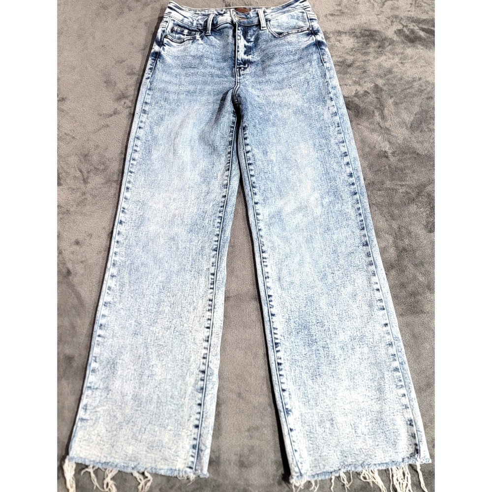 Judy Blue Brink Jeans Women 5/27 Acid Wash High Rise Raw Hem Stretch Denim Retro